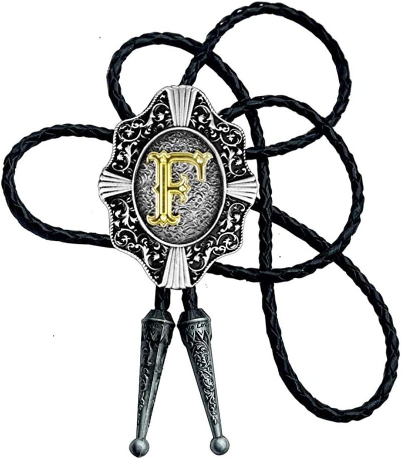 KECOL Western Letter Bolo Tie Cowboy Aalphabet A to Z Neckties Necklace for Men Women - Image 1